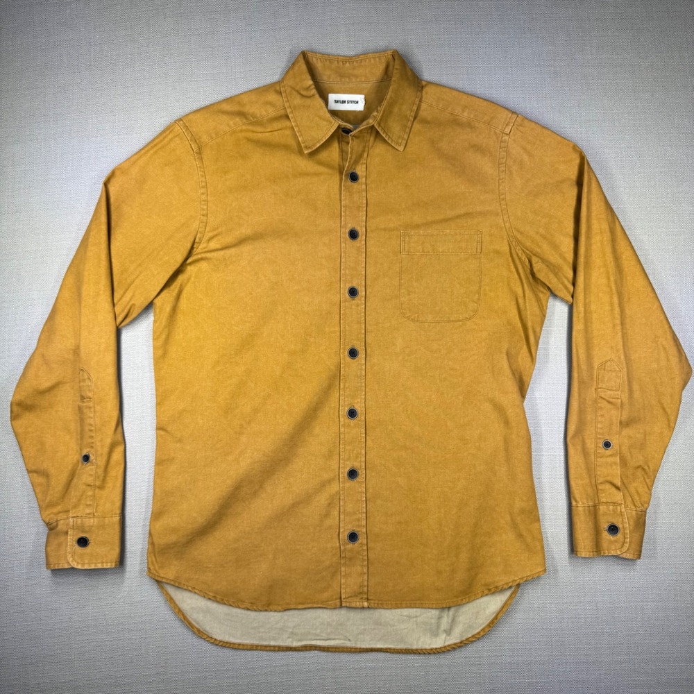 Taylor Stitch Long Sleeve Button Down Shirt Mustard Yellow Cotton Mens 42 Large